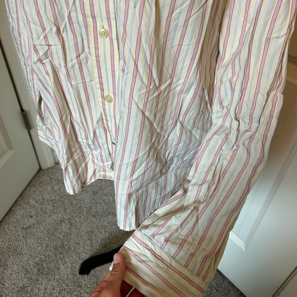 Mens vintage Abercrombie and fitch button down dress shirt pink and blue stripe - Picture 6 of 8